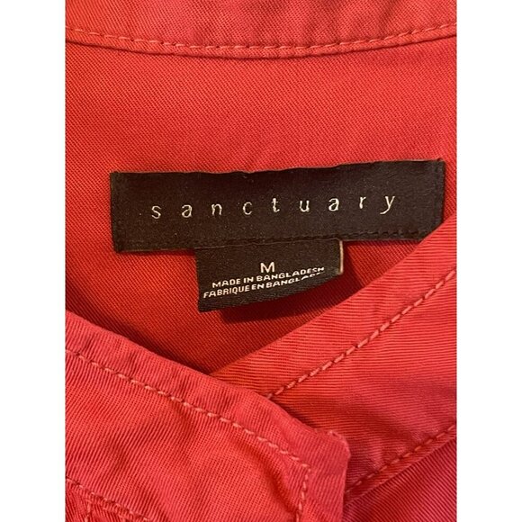 Sanctuary M Lightweight Cherry Red Jacket sinch waist roll tab sleeves snap up - Picture 5 of 6